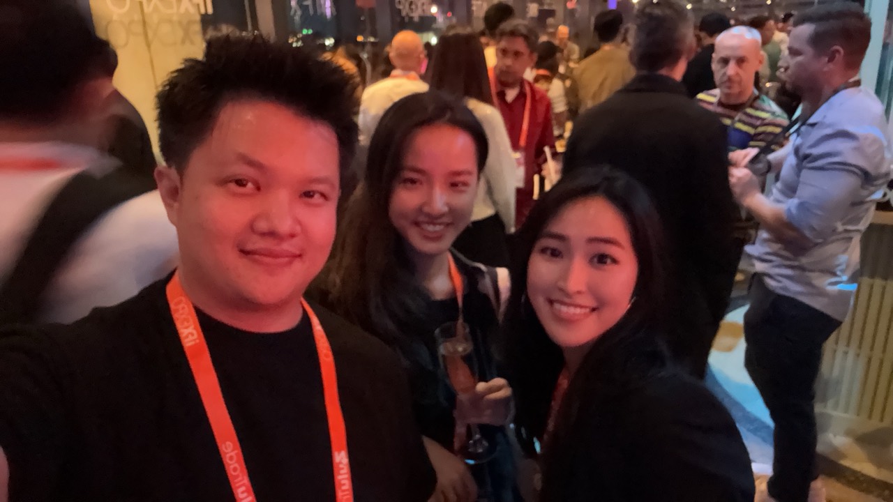 Lucas Loo with community contacts during an industry networking event