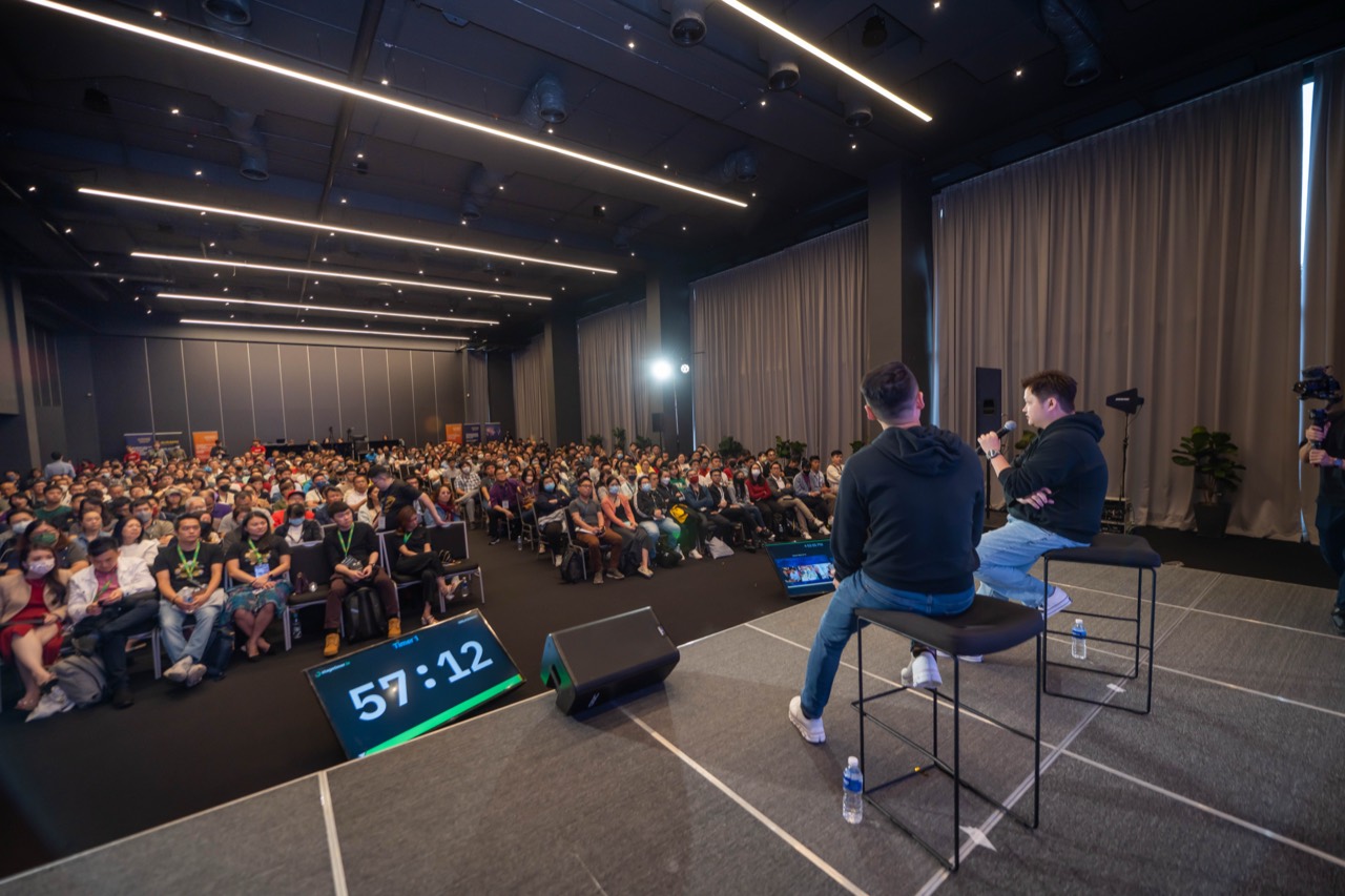 TerraCode founder speaking to traders at an industry event